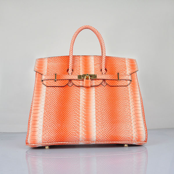 Hermes Birkin 35CM Togo Snakeskin Leather 6089 Orange Handbag Go
